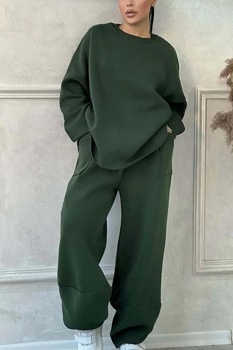Relaxed Fit Sweatshirt and Pants Two Piece Set (Buy 2 Free Shipping)