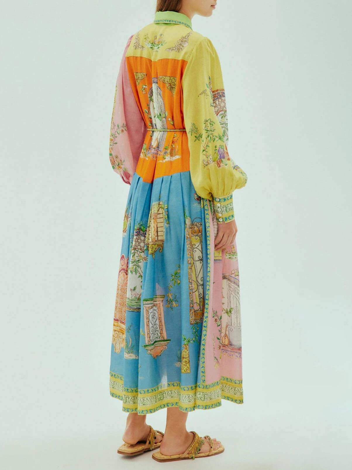 Exquisite Garden Print Button-Down Midi Dress (Buy 2 Free Shipping)