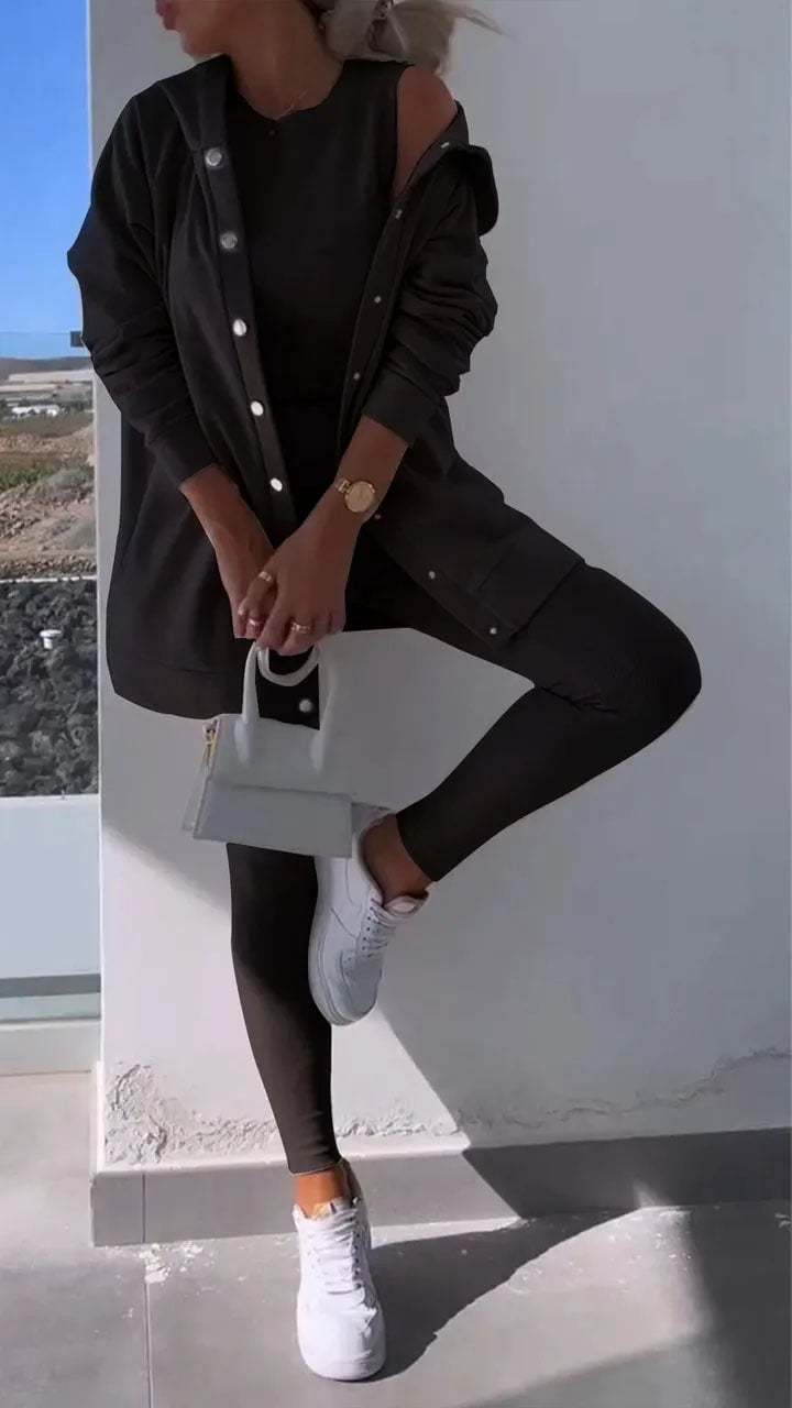 Hooded Cardigan Sweatshirt Three-piece Set (Buy 2 Free Shipping)