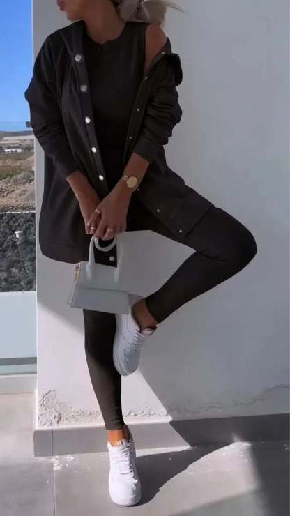 Hooded Cardigan Sweatshirt Three-piece Set (Buy 2 Free Shipping)