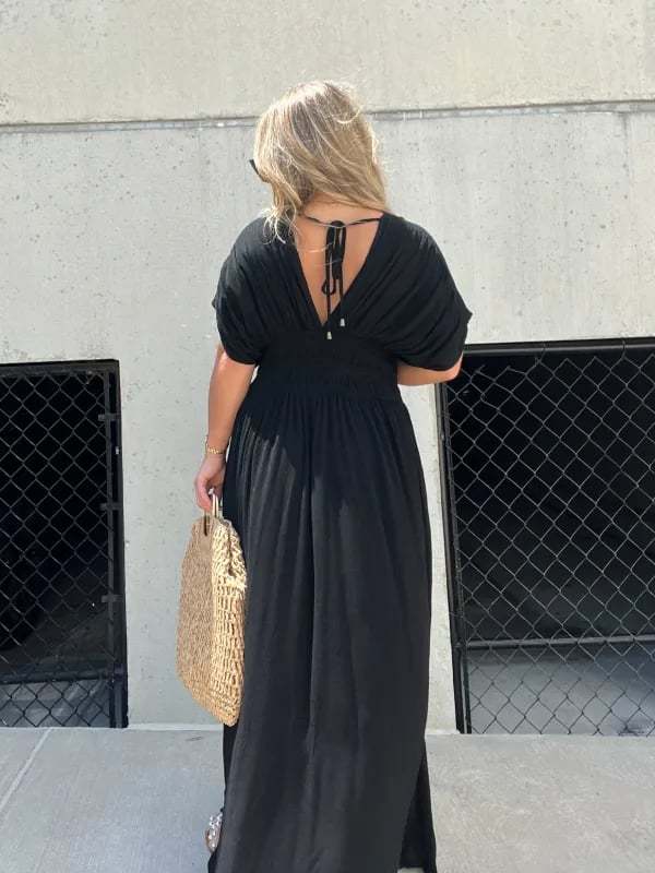 Slit V-Neck Effortless Maxi Long Dress (Buy 2 Free Shipping)
