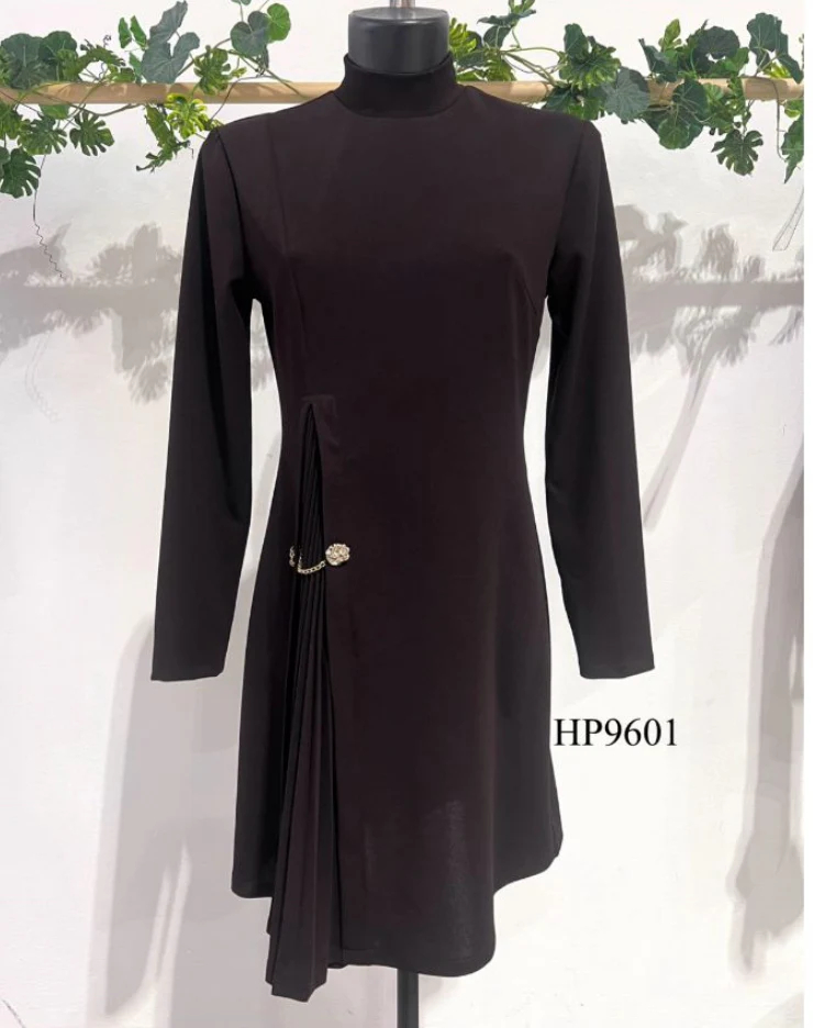 Pleated Accent Asymmetric Dress (Buy 2 Free Shipping)