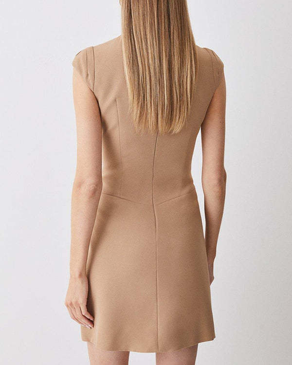 O Neck Chic Pleated Mini Dress