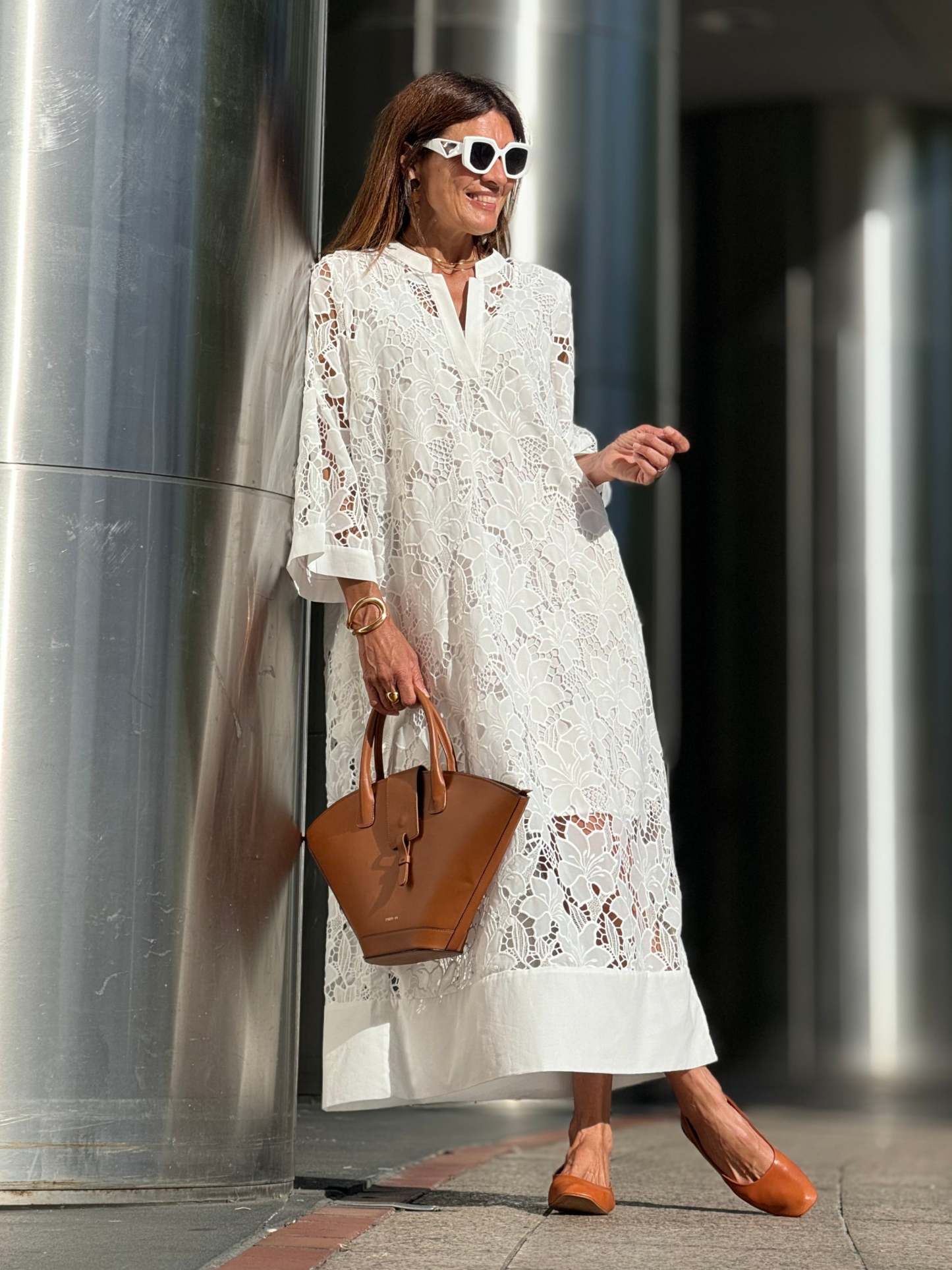 Flower Lace Bell Sleeve Loose Midi Dress (Buy 2 Free Shipping)