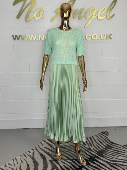 Knit Top & Pleated Maxi Dress (Buy 2 Free Shipping)