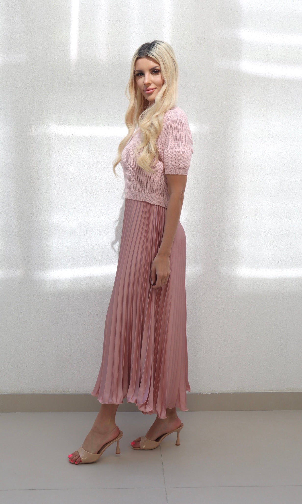 Knit Top & Pleated Maxi Dress (Buy 2 Free Shipping)