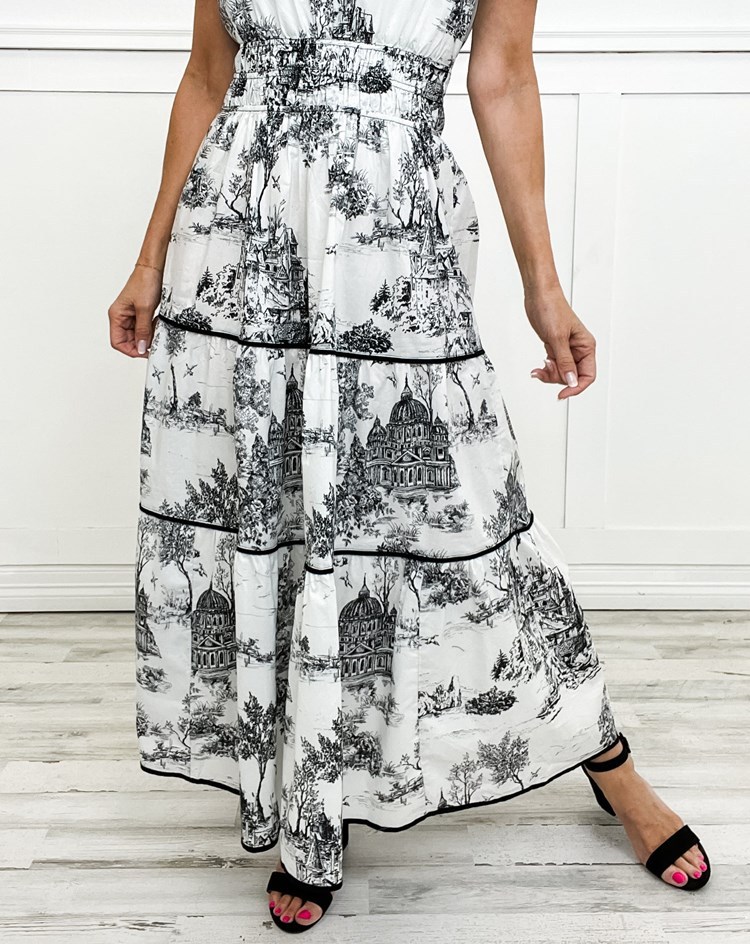 Classic Charm Toile Maxi Dress