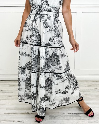 Classic Charm Toile Maxi Dress