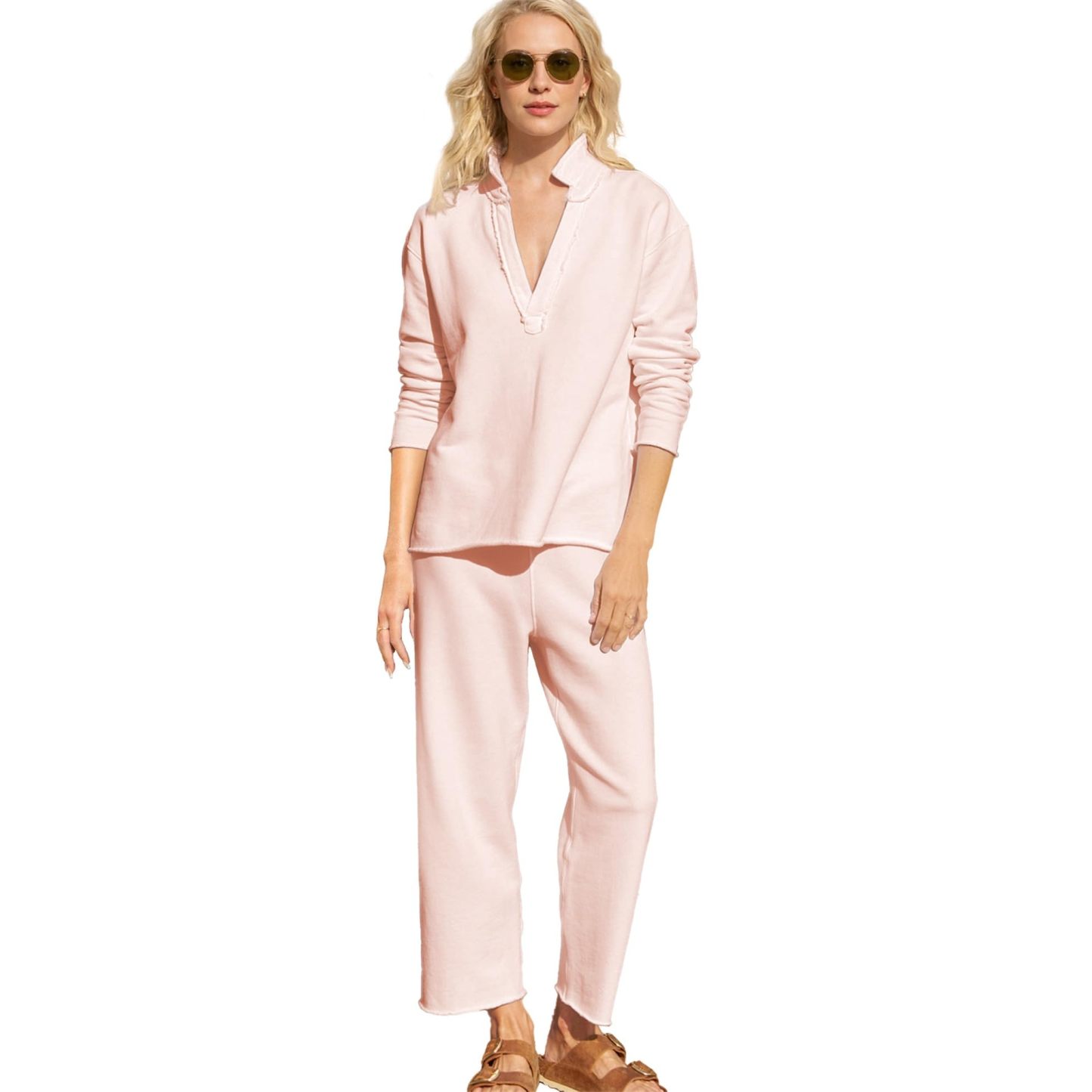 V Neck Pullover Sweatshirts Wide Leg Pants Set (Buy 2 Free Shipping)