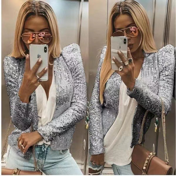 Sparkly Fit Long Sleeve Sequin Cardigan Jacket (Buy 2 Free Shipping)