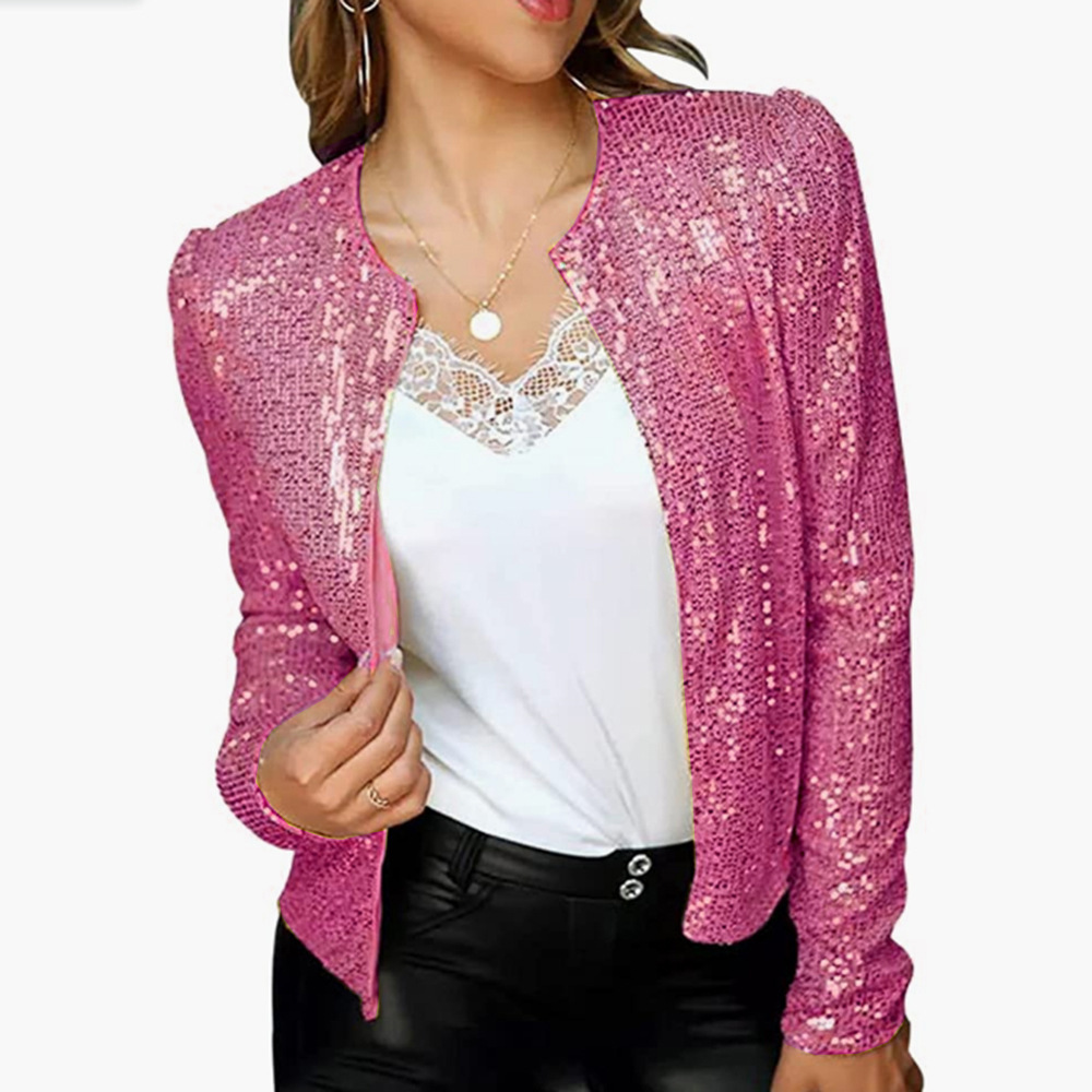 Sparkly Fit Long Sleeve Sequin Cardigan Jacket (Buy 2 Free Shipping)