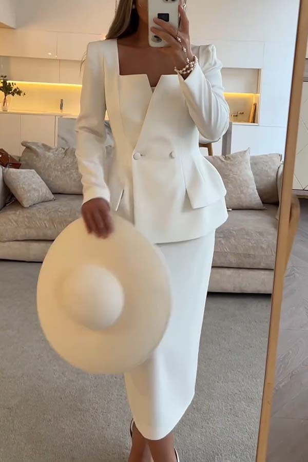 Elegant Blazer and Skirts  Suit 2 Pieces Set (Buy 2 Free Shipping)