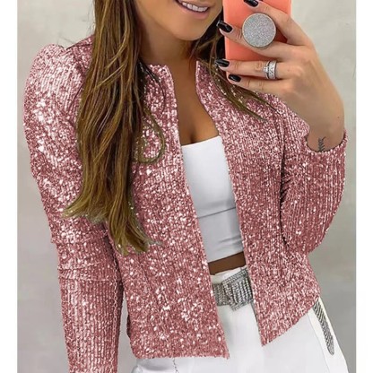 Sparkly Fit Long Sleeve Sequin Cardigan Jacket (Buy 2 Free Shipping)