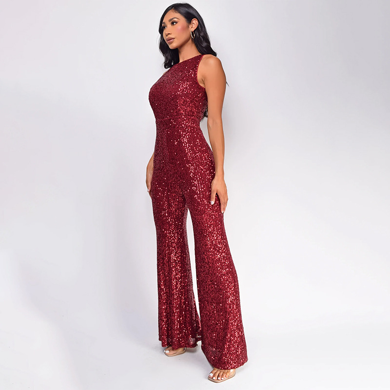 Elegant Sequin Sleeveless Wide-Leg Jumpsuit (Buy 2 Free Shipping)