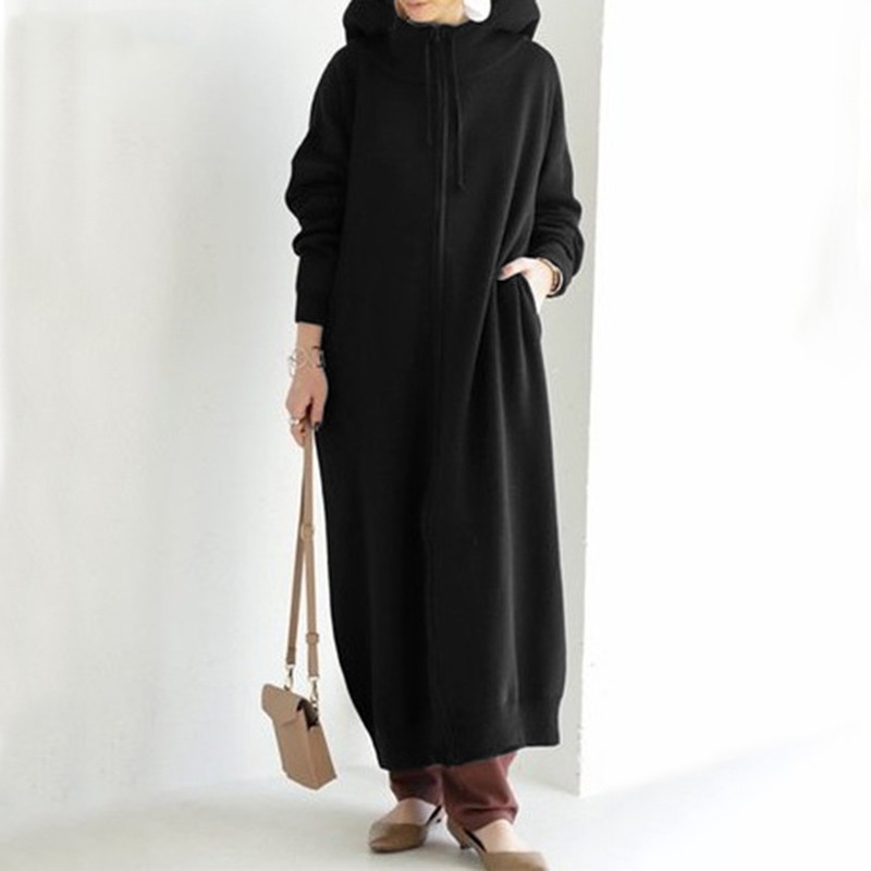 Cozy Hooded Zip-Up Maxi Sweatshirt Dress (Buy 2 Free Shipping)