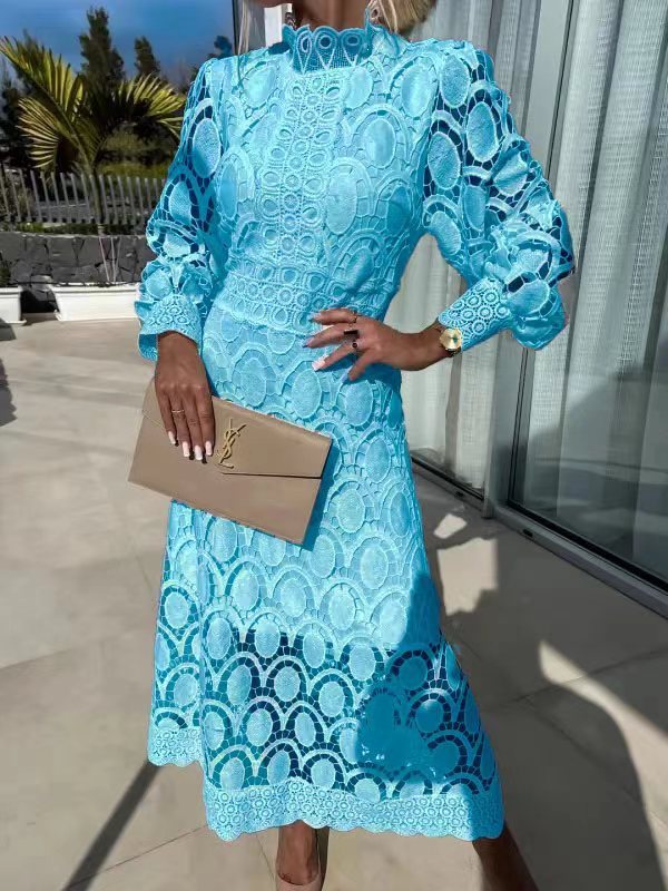 Elegant Crochet Lace Midi Dress (Buy 2 Free Shipping)