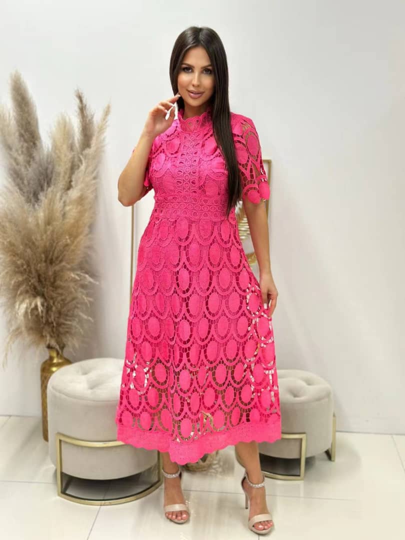 Elegant Crochet Lace Midi Dress (Buy 2 Free Shipping)