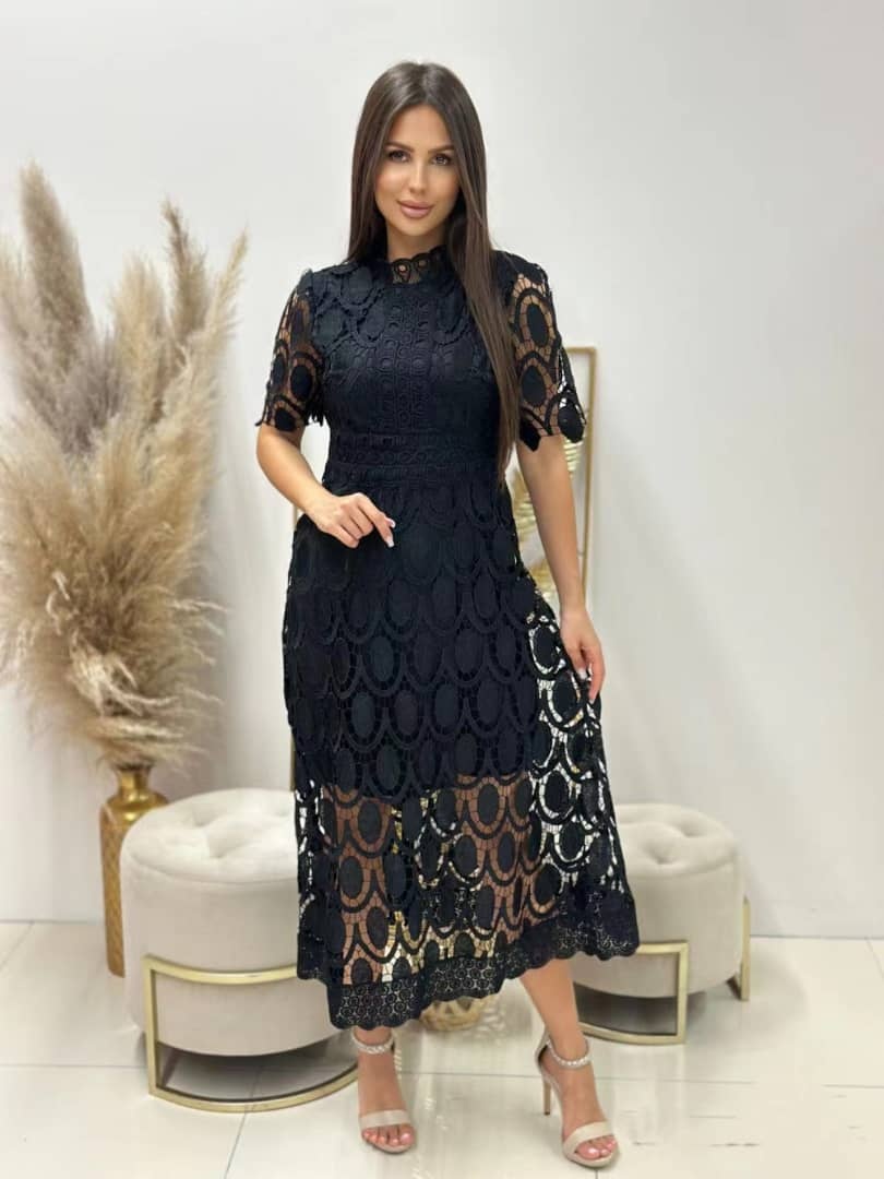 Elegant Crochet Lace Midi Dress (Buy 2 Free Shipping)