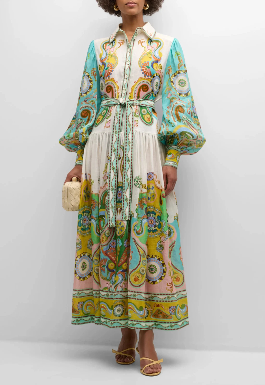Bohemian Print Belted Midi Shirt Dress (Buy 2 Free Shipping)