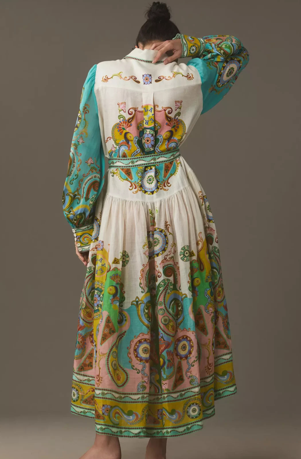 Bohemian Print Belted Midi Shirt Dress (Buy 2 Free Shipping)