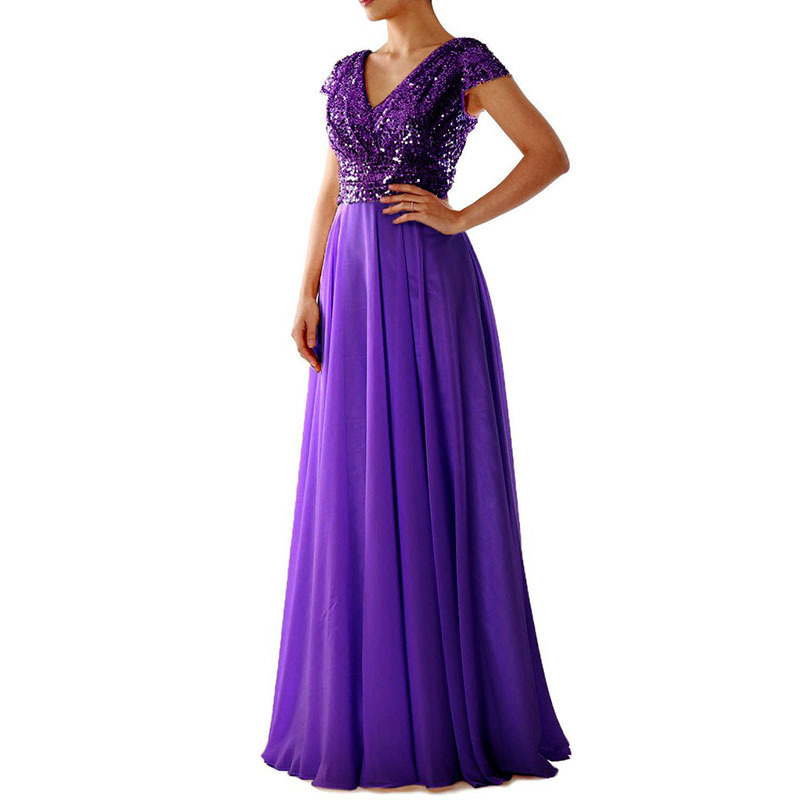 Elegant Sequin Pleated Maxi Evening Dress (Buy 2 Free Shipping)