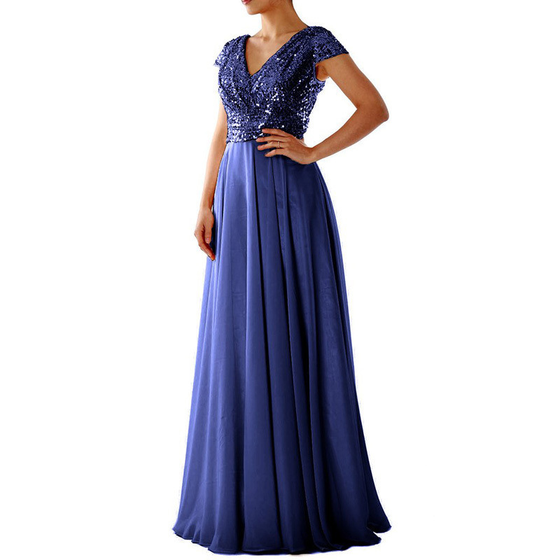 Elegant Sequin Pleated Maxi Evening Dress (Buy 2 Free Shipping)