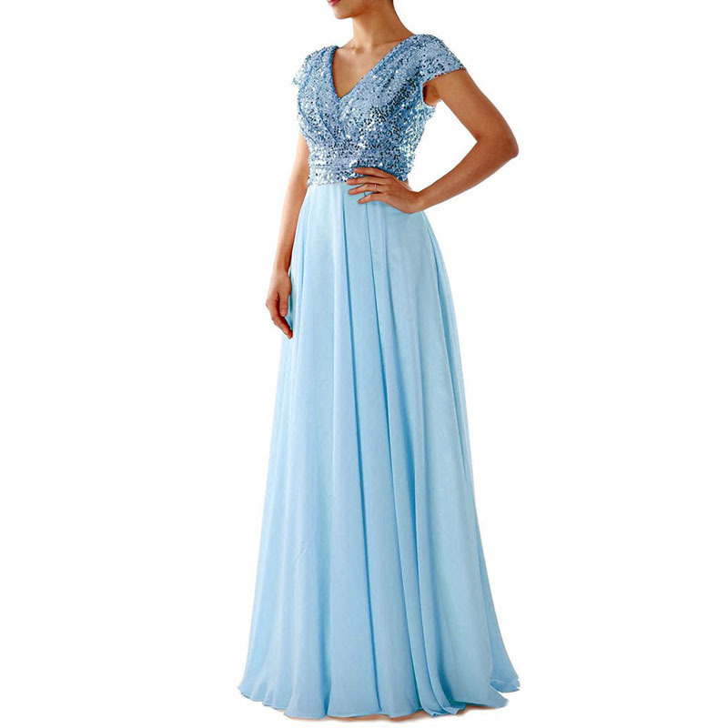 Elegant Sequin Pleated Maxi Evening Dress (Buy 2 Free Shipping)