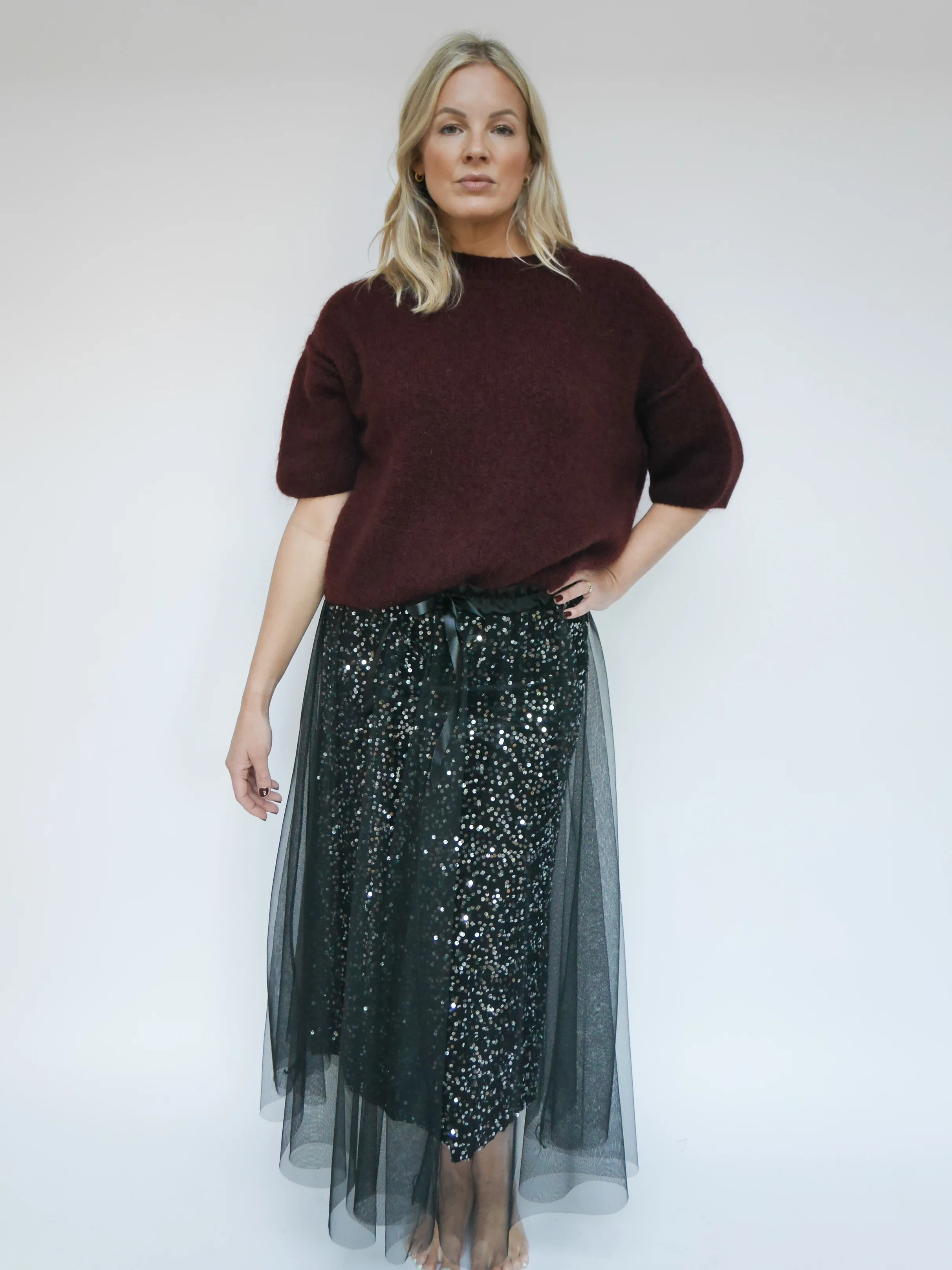 Layered Tulle Sequin Maxi Skirt (Buy 2 Free Shipping)