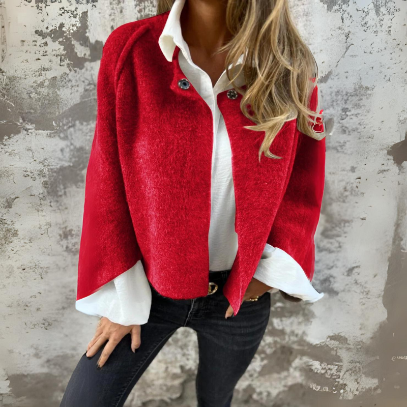 Woolen Round Long Sleeve Coat (Buy 2 Free Shipping)