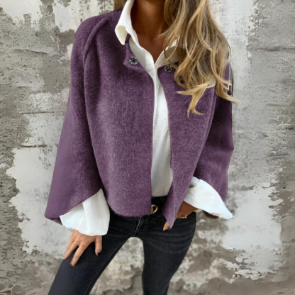 Woolen Round Long Sleeve Coat (Buy 2 Free Shipping)