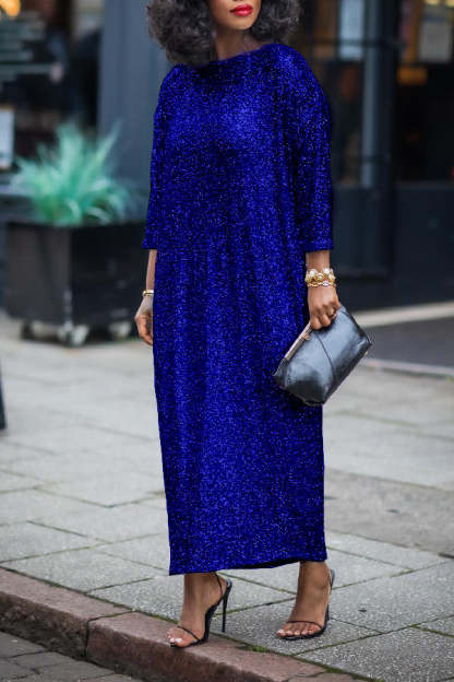Glittery Sequin Drop Shoulder Maxi Dress (Buy 2 Free Shipping)