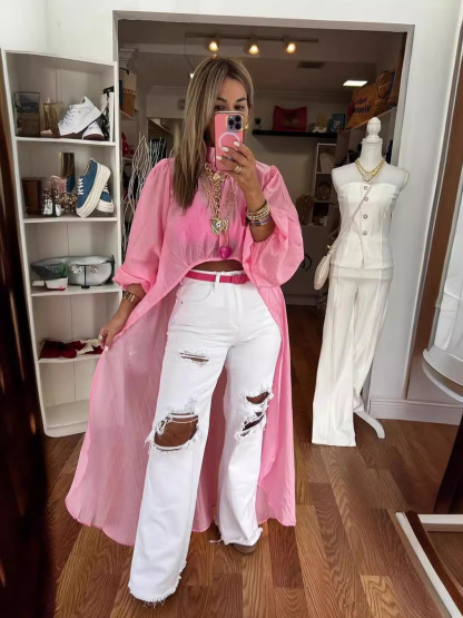 Round Neck Short Front and Long Back Casual Top (Buy 2 Free Shipping)