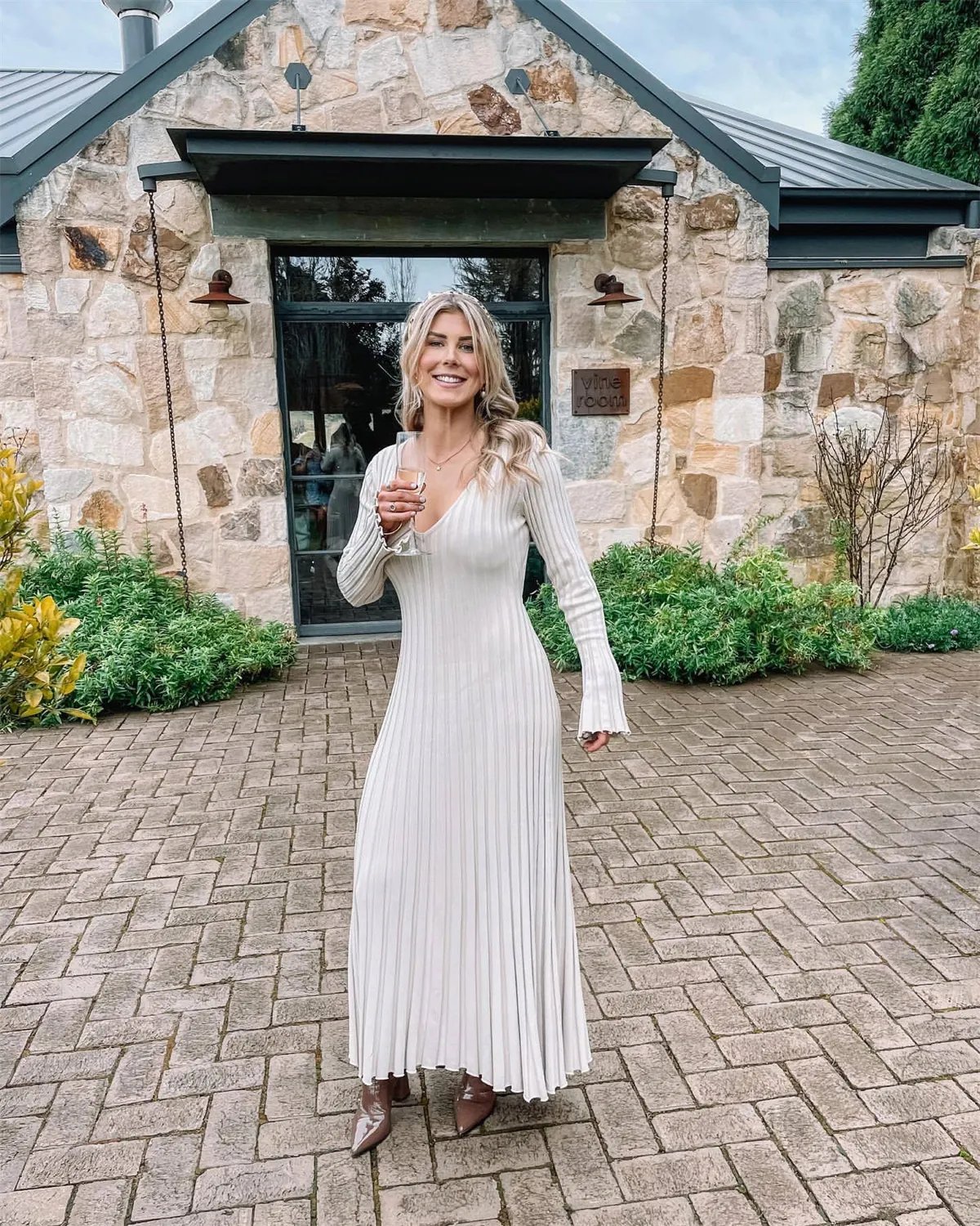 2024 Fall New Sleeved Knit Dress(Buy 2 Free Shipping)