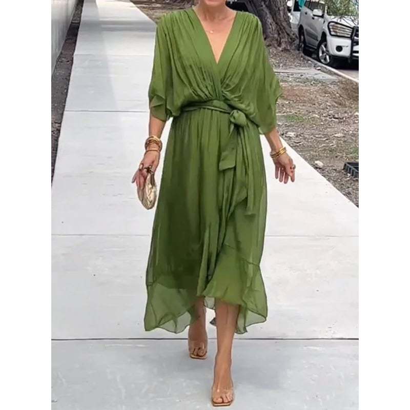 Last Day 49% OFF🔥Elegant V-neck Midi Dress(BUY 2 FREE SHIPPING)