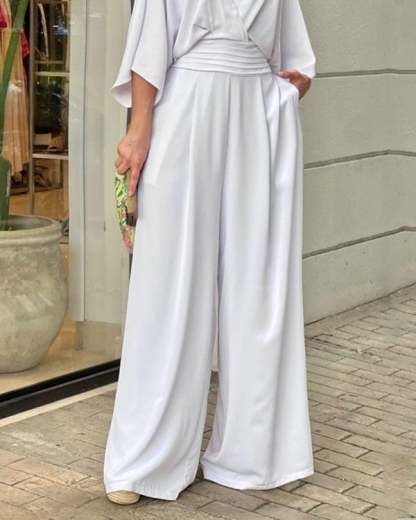 Last Day Promotion🔥Solid Color V-Neck Elegant Jumpsuit(BUY 2 FREE SHIPPING)