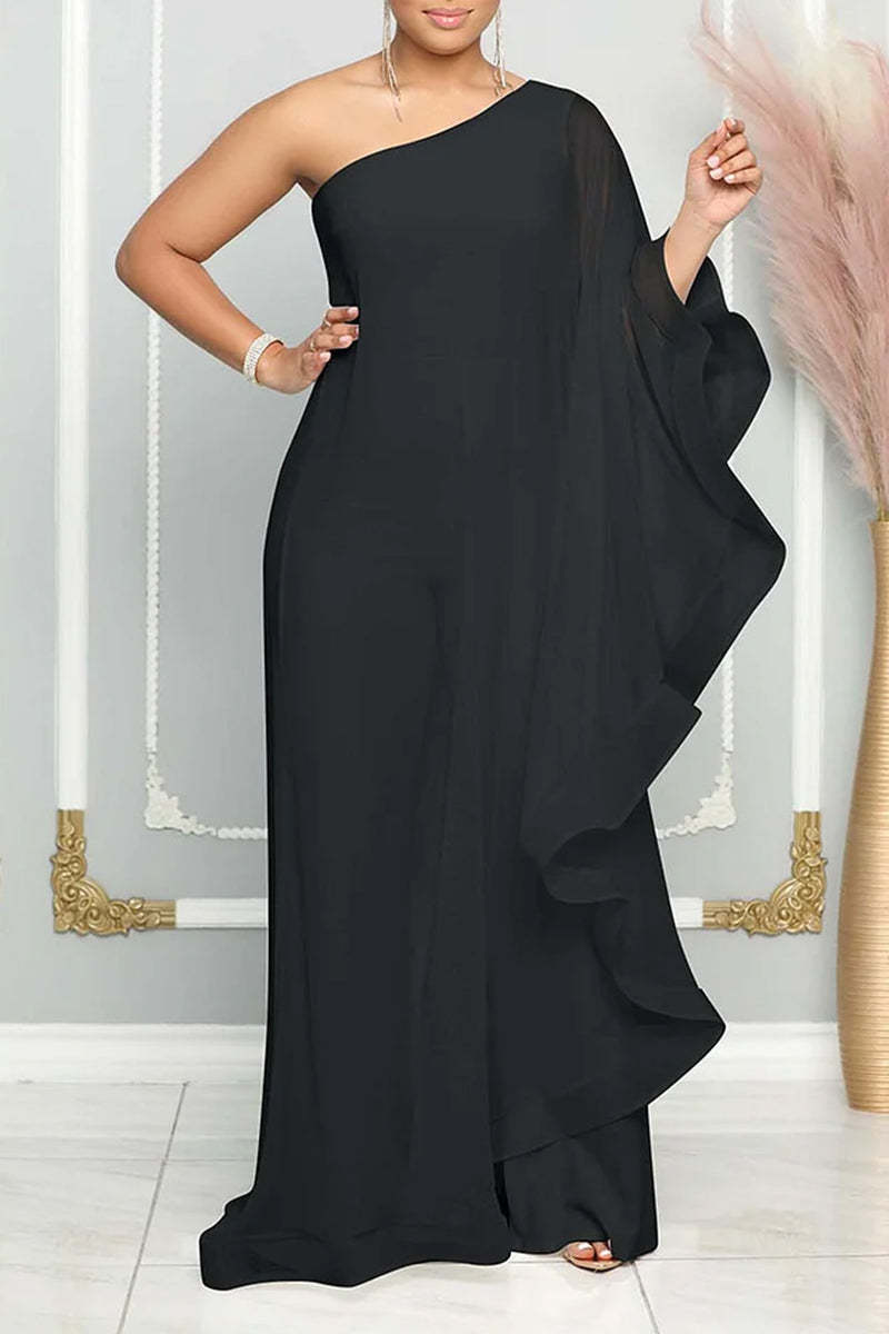 Elegant One Shoulder Ruffled Jumpsuits (Buy 2 Free Shipping)