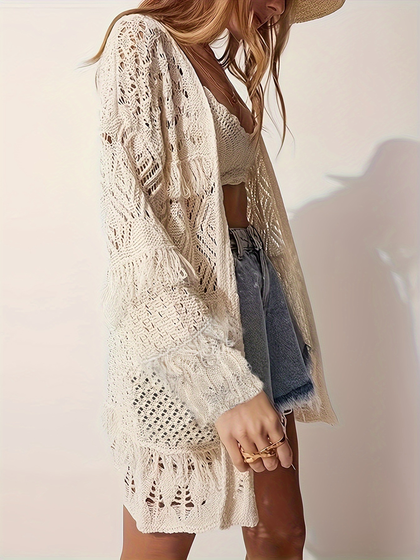 Boho Patchwork Crochet Fringe Outerwear
