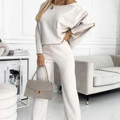 Solid Color Drop Shoulder Pullover and Loose Pants Set (Buy 2 Free Shipping)