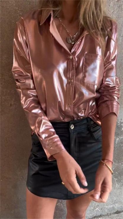 Last Day 70% OFF🔥Lapel Long Sleeve Lustrous Shirt (Buy 2 Free Shipping)