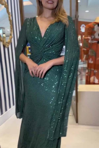 Shine Brighter Sequin Cross Waist Maxi Dress (Buy 2 Free Shipping)