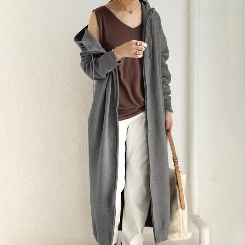 Cozy Hooded Zip-Up Maxi Sweatshirt Dress (Buy 2 Free Shipping)