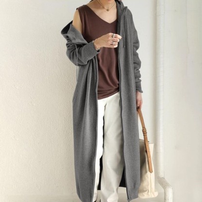 Cozy Hooded Zip-Up Maxi Sweatshirt Dress (Buy 2 Free Shipping)