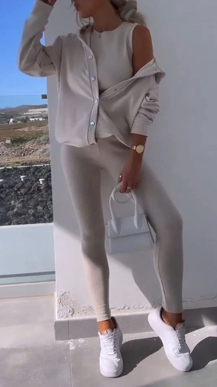 Hooded Cardigan Sweatshirt Three-piece Set (Buy 2 Free Shipping)