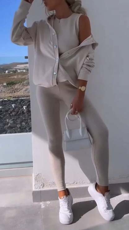 Hooded Cardigan Sweatshirt Three-piece Set (Buy 2 Free Shipping)