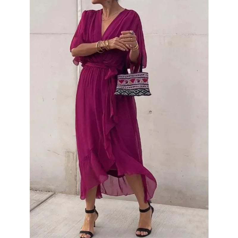 Last Day 49% OFF🔥Elegant V-neck Midi Dress(BUY 2 FREE SHIPPING)
