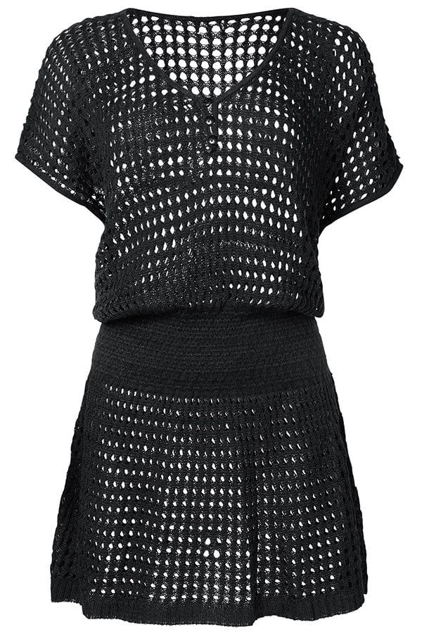 Cover Up V Neck Crochet Beach Dress