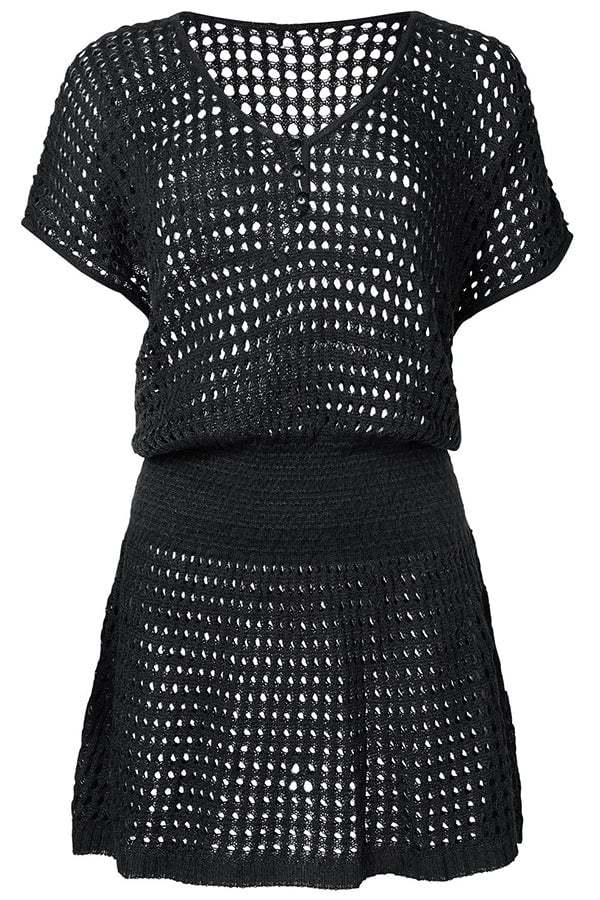 Cover Up V Neck Crochet Beach Dress