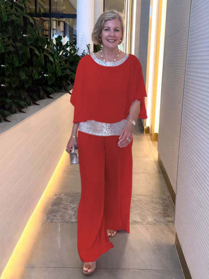 2024 Hot Sale🔥Sequined Colorblock Elegant Two-piece Suit(BUY 2 FREE SHIPPING)