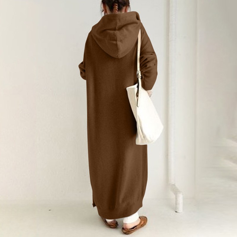 Cozy Hooded Zip-Up Maxi Sweatshirt Dress (Buy 2 Free Shipping)