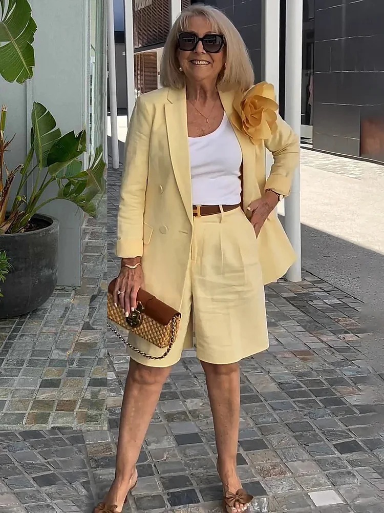 Two-piece Lapel Collar Suit Shorts Blazer Coat (Buy 2 Set Free Shipping)